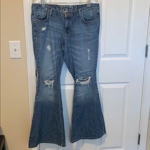 Distressed bell bottom jeans